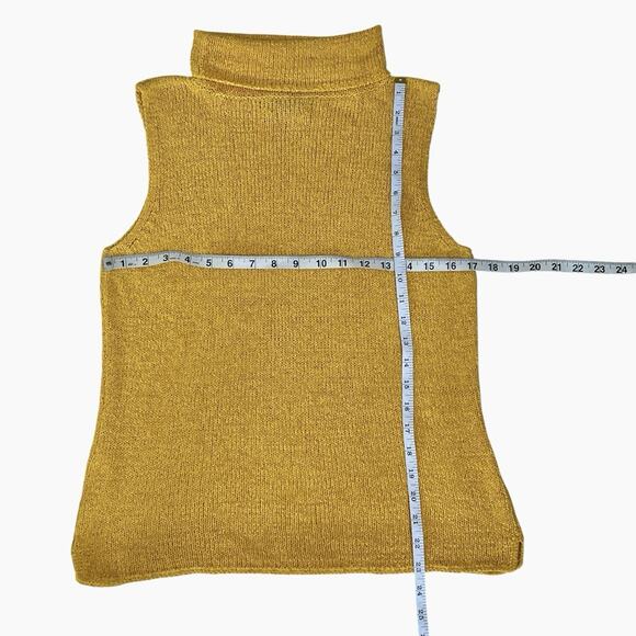 Sigrid Olsen Top Size Medium Silk Blend Knit Sweater Sleeveless Cowl Neck Yellow - Picture 9 of 9